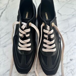 L'AGENCE Black Sneakers with White Laces